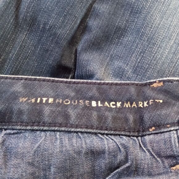 WHBM The Slim Mid Rise Sz 6 Long Tall Women's Dark Wash Solid Stretch Jeans - Picture 3 of 5